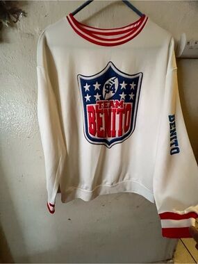 Team Benito Graphic Sweatshirt - White with Red & Blue